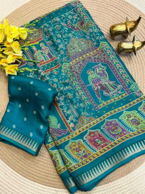 Dull Moss Designer Saree