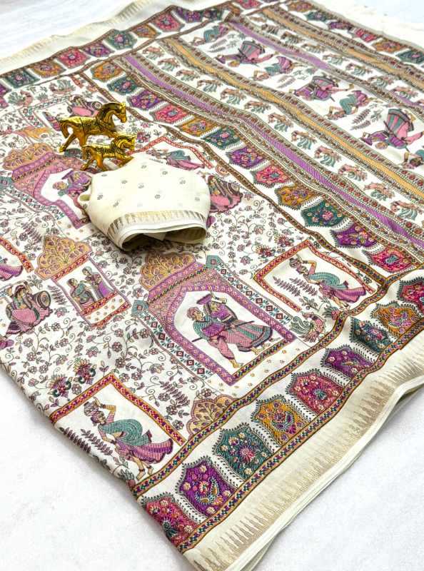 Dull Moss Designer Saree