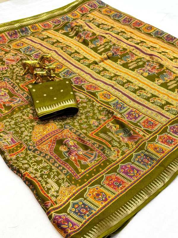 Dull Moss Designer Saree