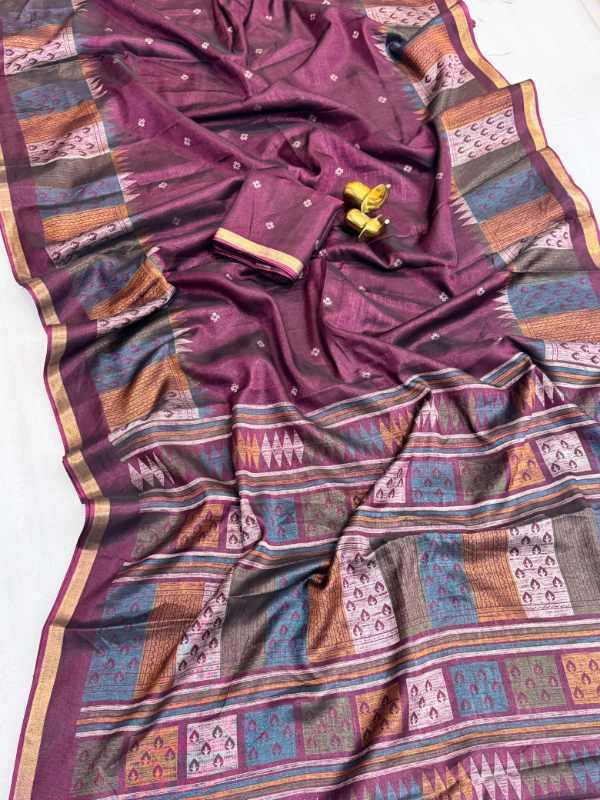 Soniya Cotton Printed Saree in Purple