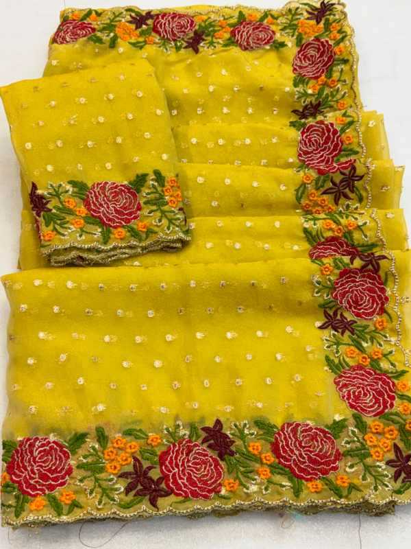 Tissue Embroidered Saree