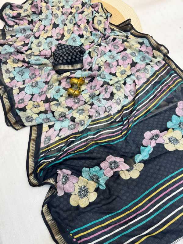 Dull Moss Designer Saree
