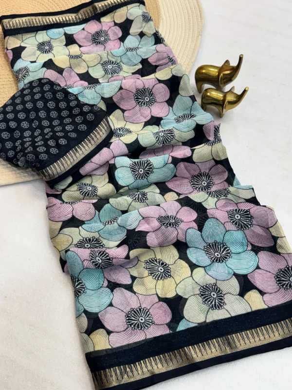 Dull Moss Designer Saree