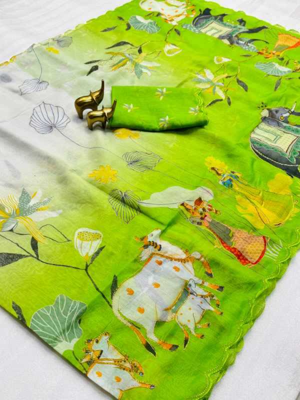 Chanderi Cotton Printed Saree