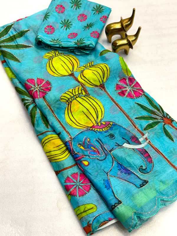 Chanderi Cotton Printed Saree