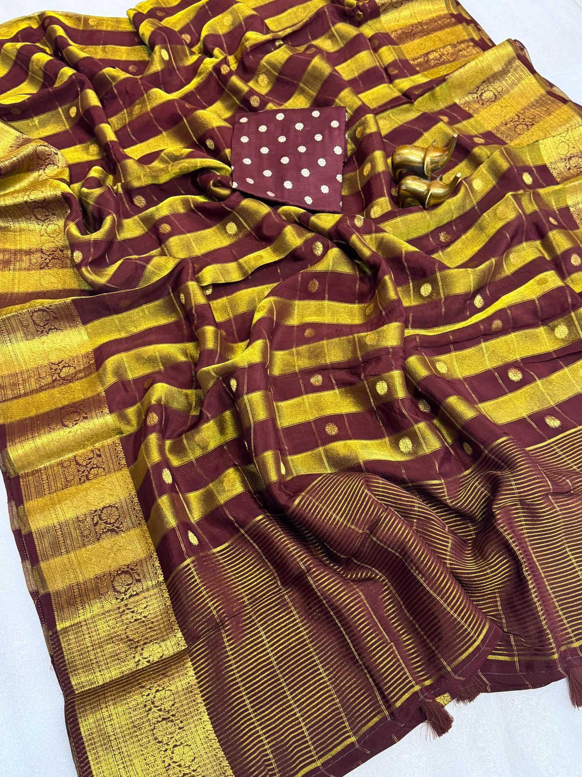 Viscose Chex Soft Silk Traditional Saree