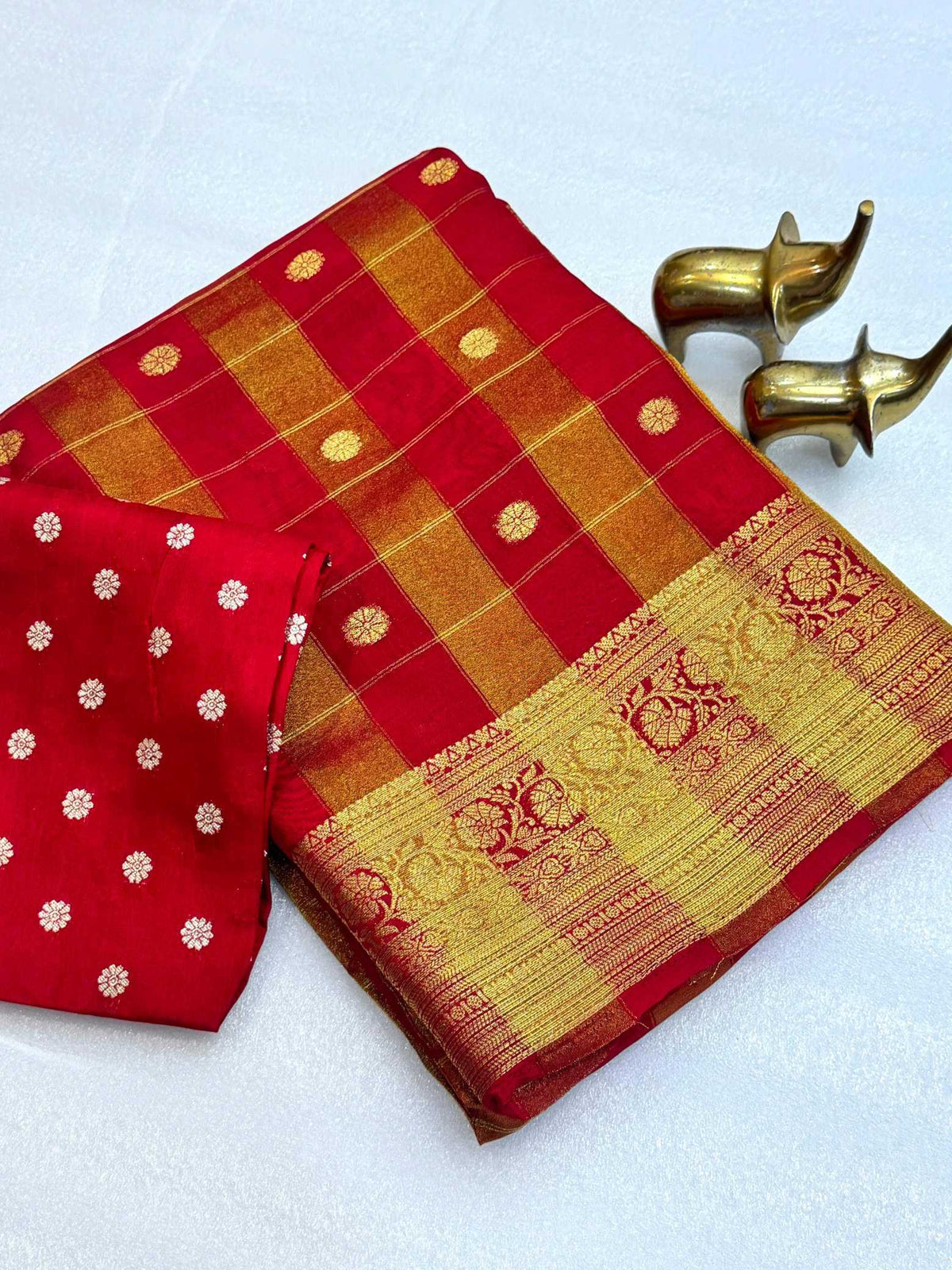 Viscose Chex Soft Silk Traditional Saree