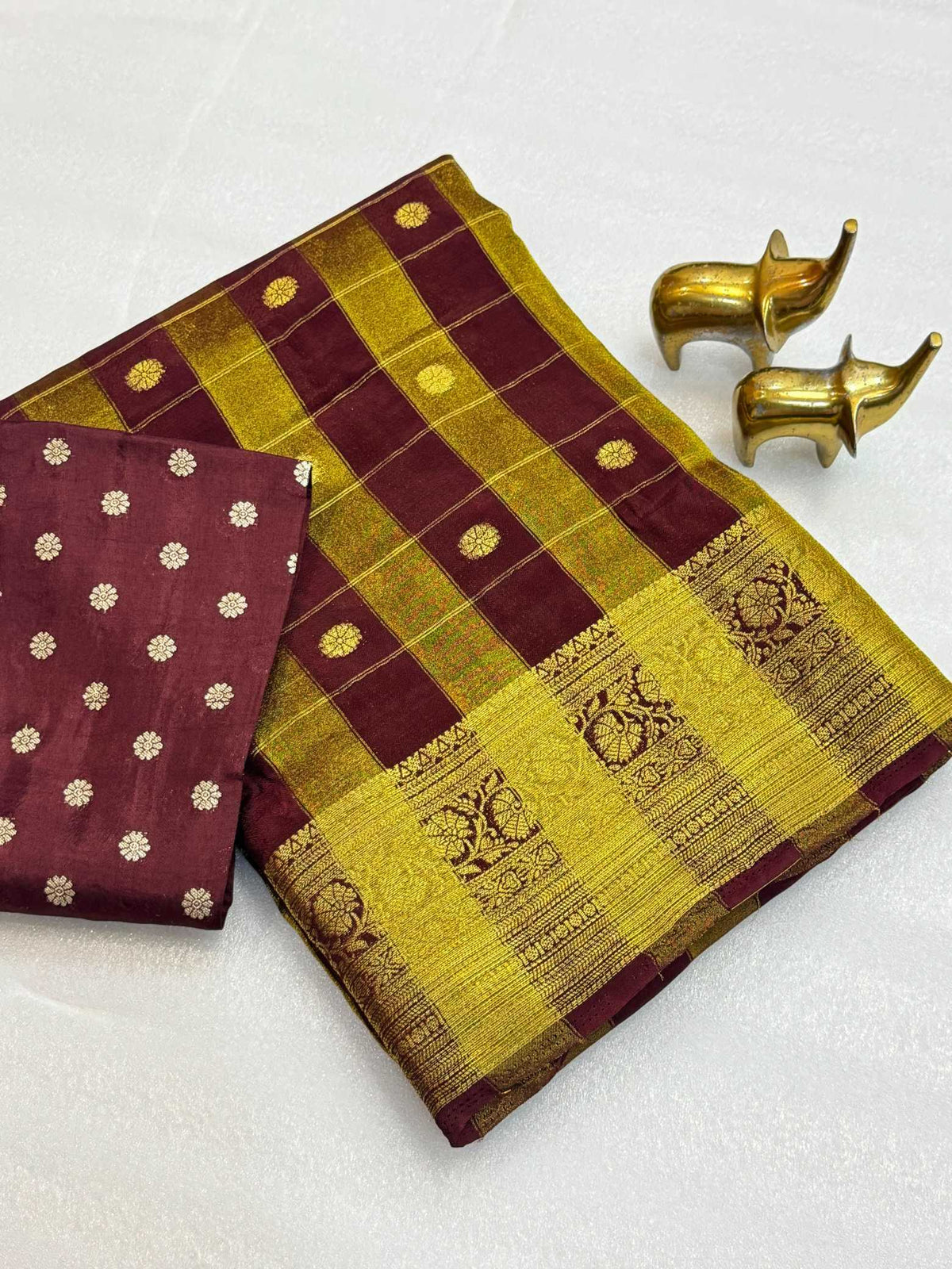 Viscose Chex Soft Silk Traditional Saree