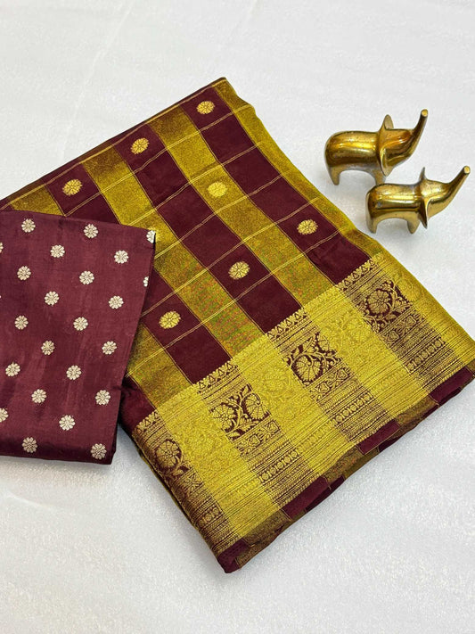 Viscose Chex Soft Silk Traditional Saree