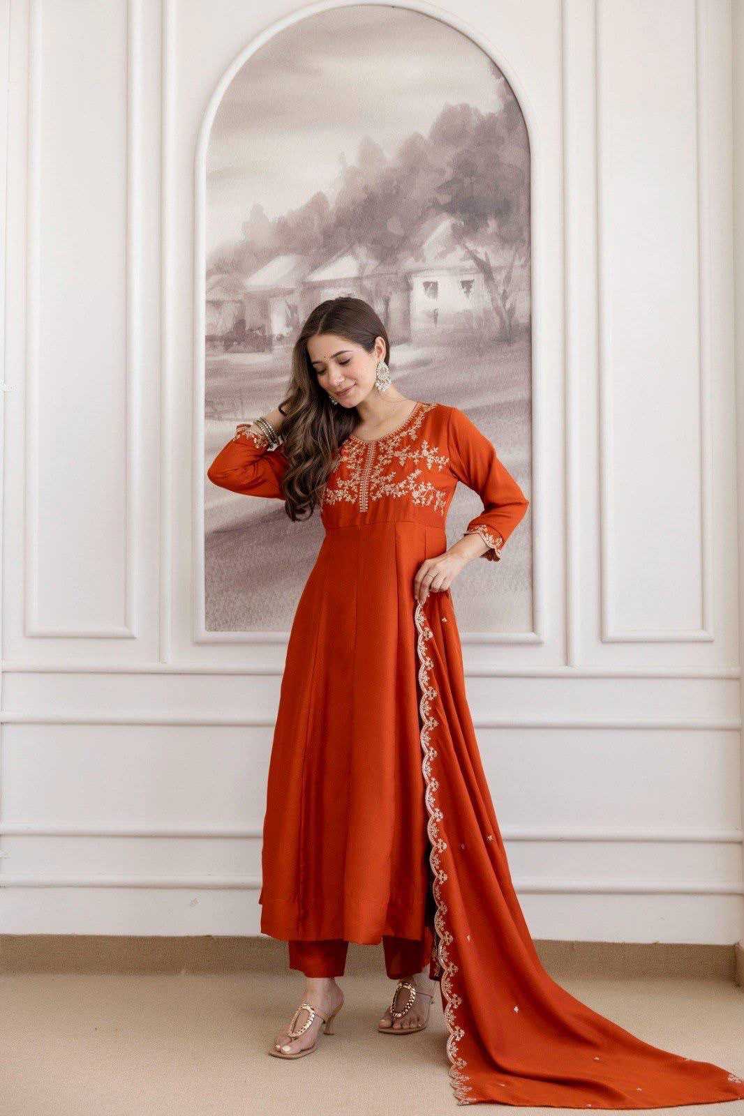Vichitra Silk Designer Suit in Green