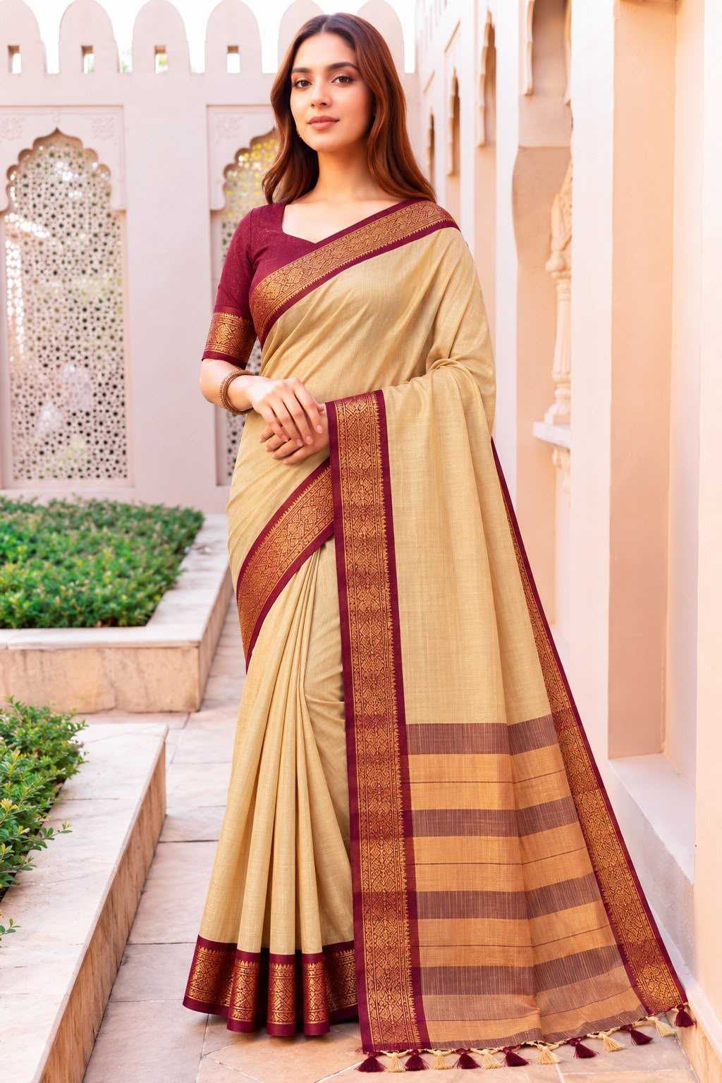 Kota-doriya Linen Fancy Saree