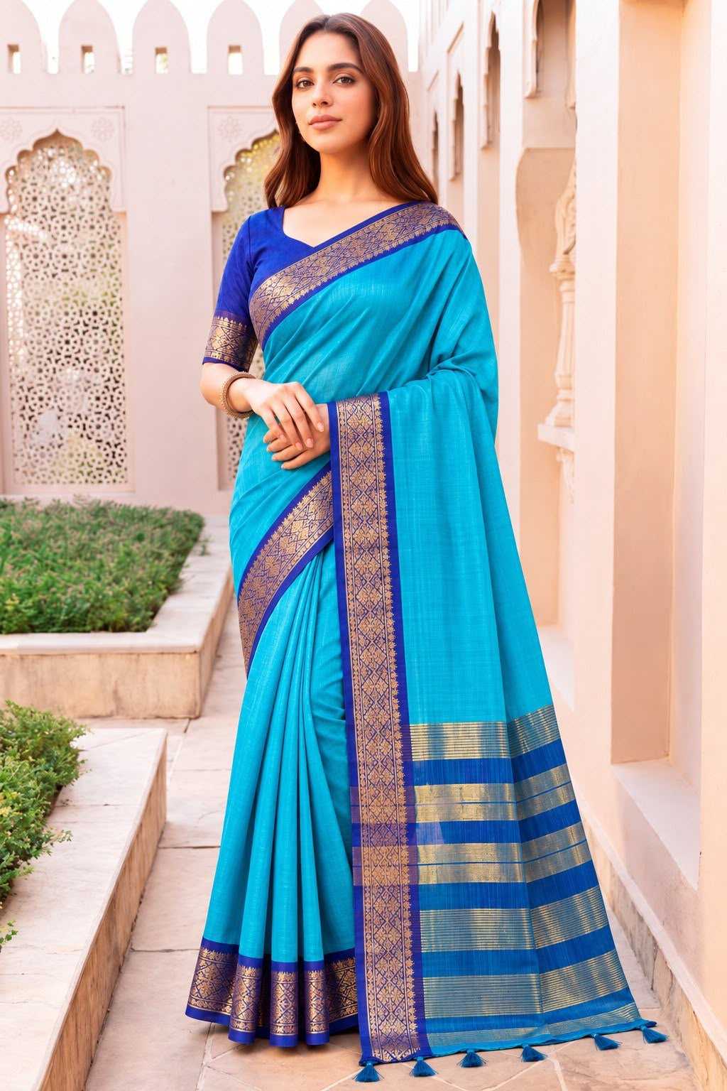 Kota-doriya Linen Fancy Saree