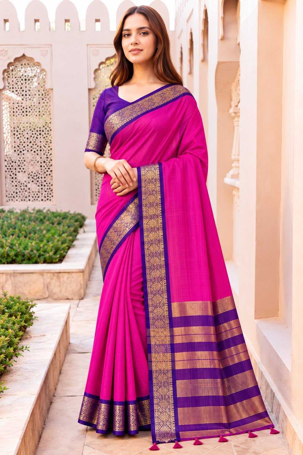 Kota-doriya Linen Fancy Saree