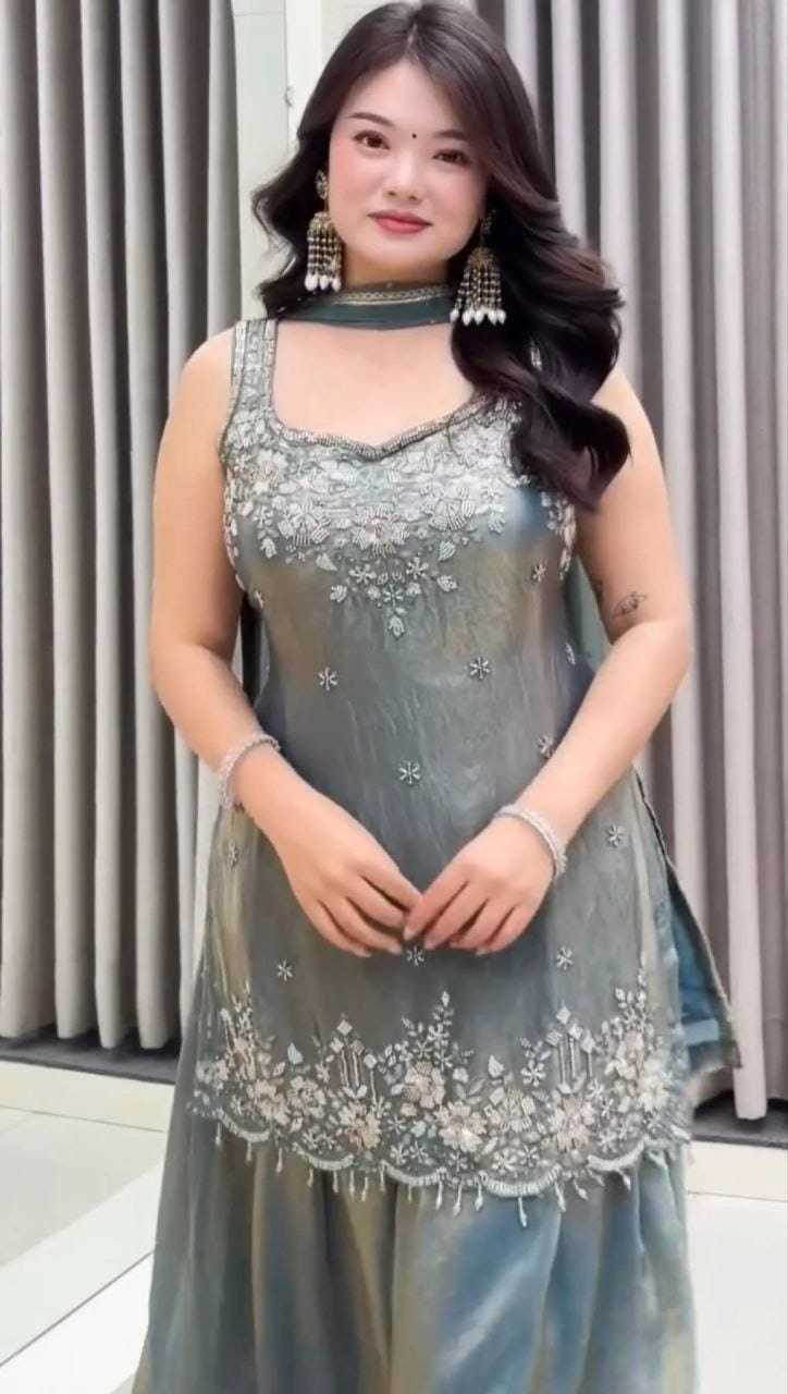 Satin Embroidery Suit