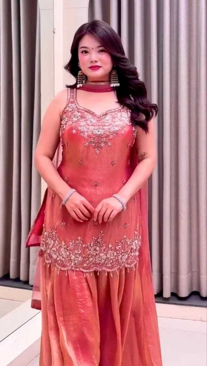 Satin Embroidery Suit