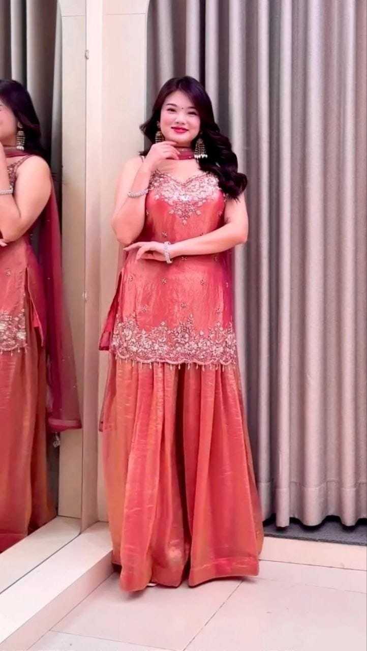 Satin Embroidery Suit