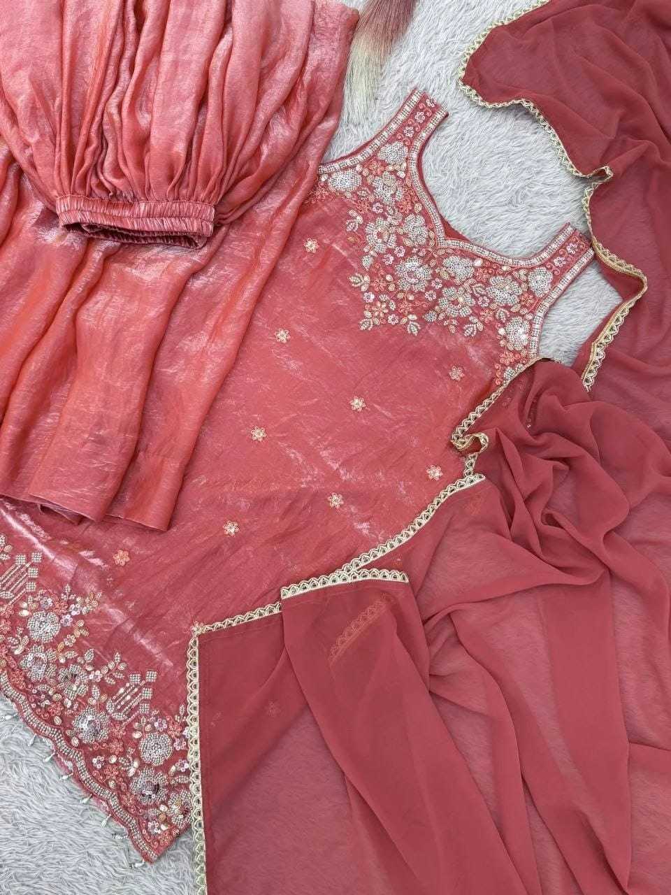 Satin Embroidery Suit