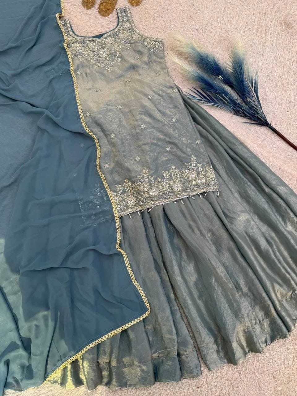 Satin Embroidery Suit