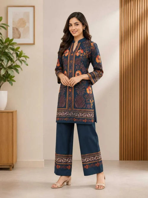 Cotton Designer Kurti in Violet