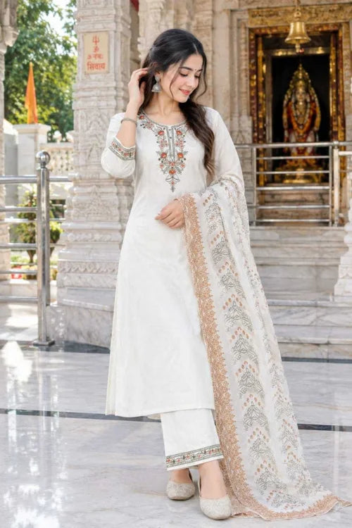 Slub Reyon Printed Suit