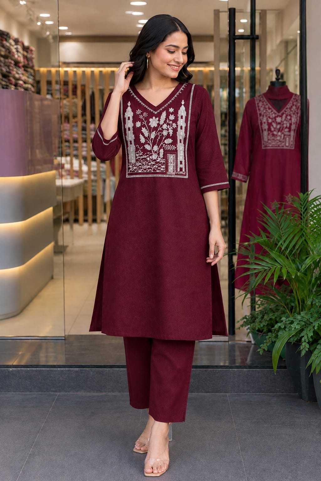 Slub Reyon Party Wear Kurti