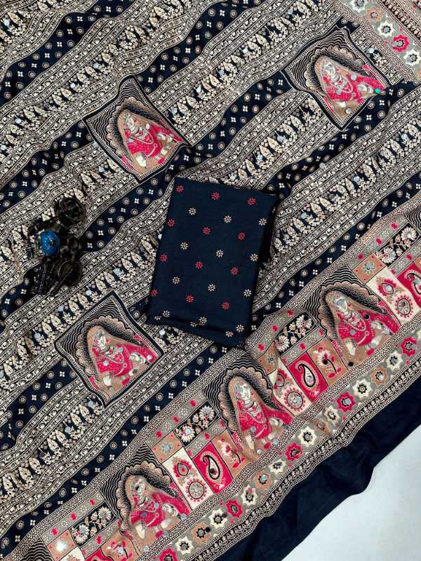 Satin Silk Ajrakh Saree