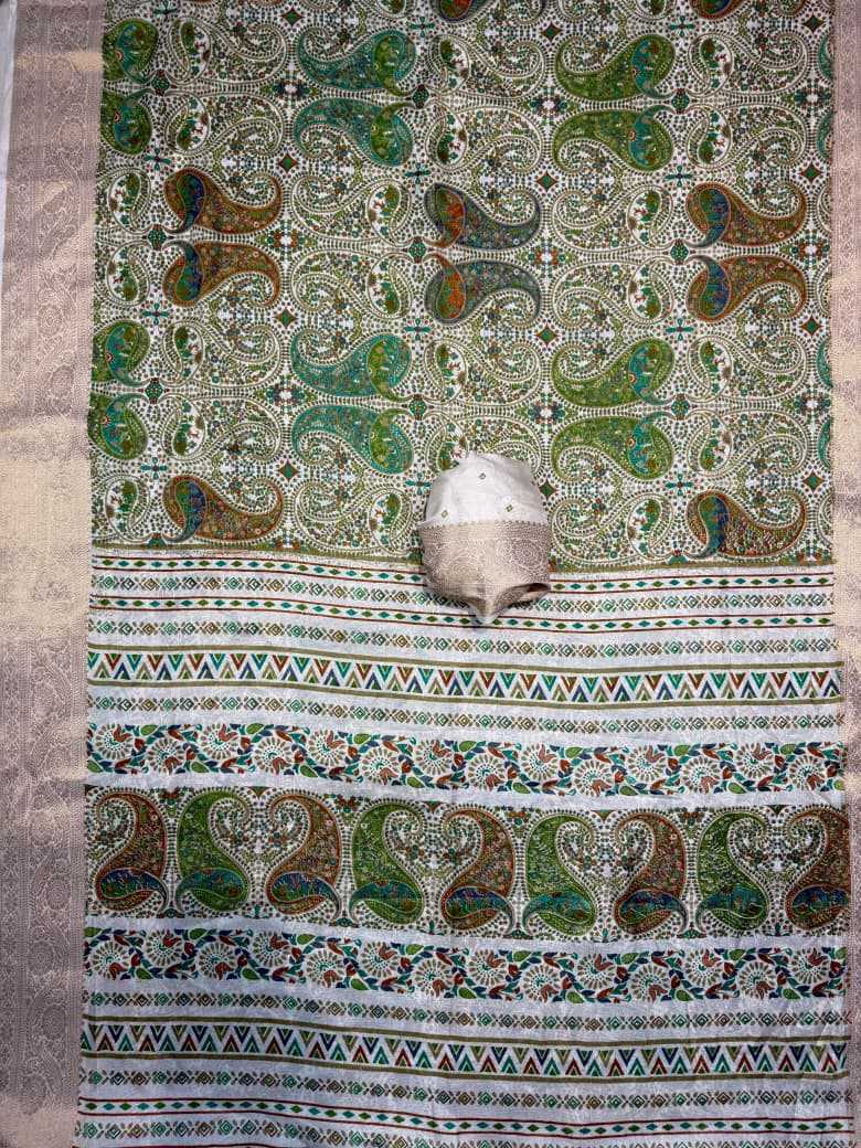 Platinum Premium Georgette Designer Saree in Granite Green