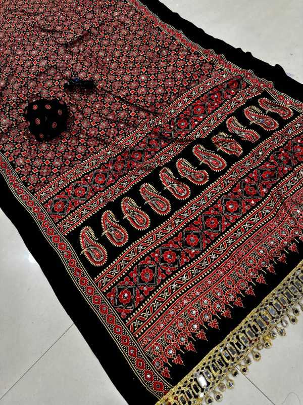 Crepe Mirror Work Saree