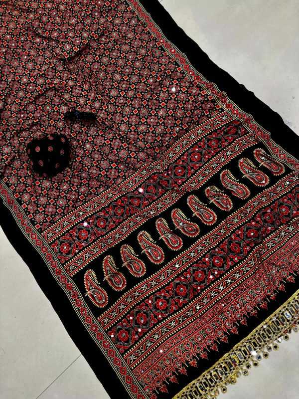 Crepe Mirror Work Saree