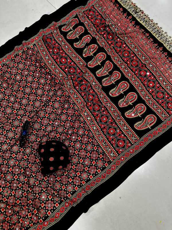 Crepe Mirror Work Saree