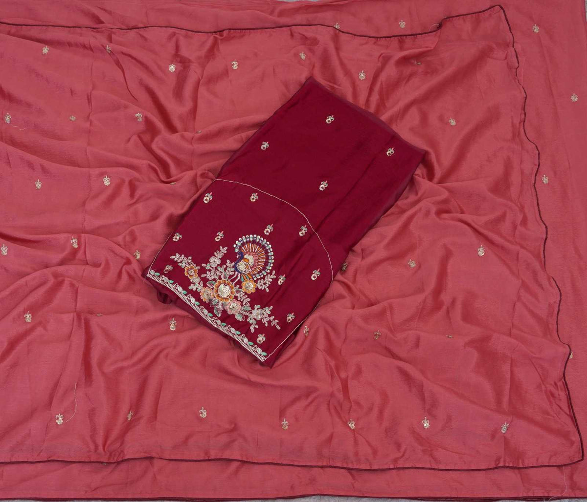 Chinon Designer Saree in Light Green