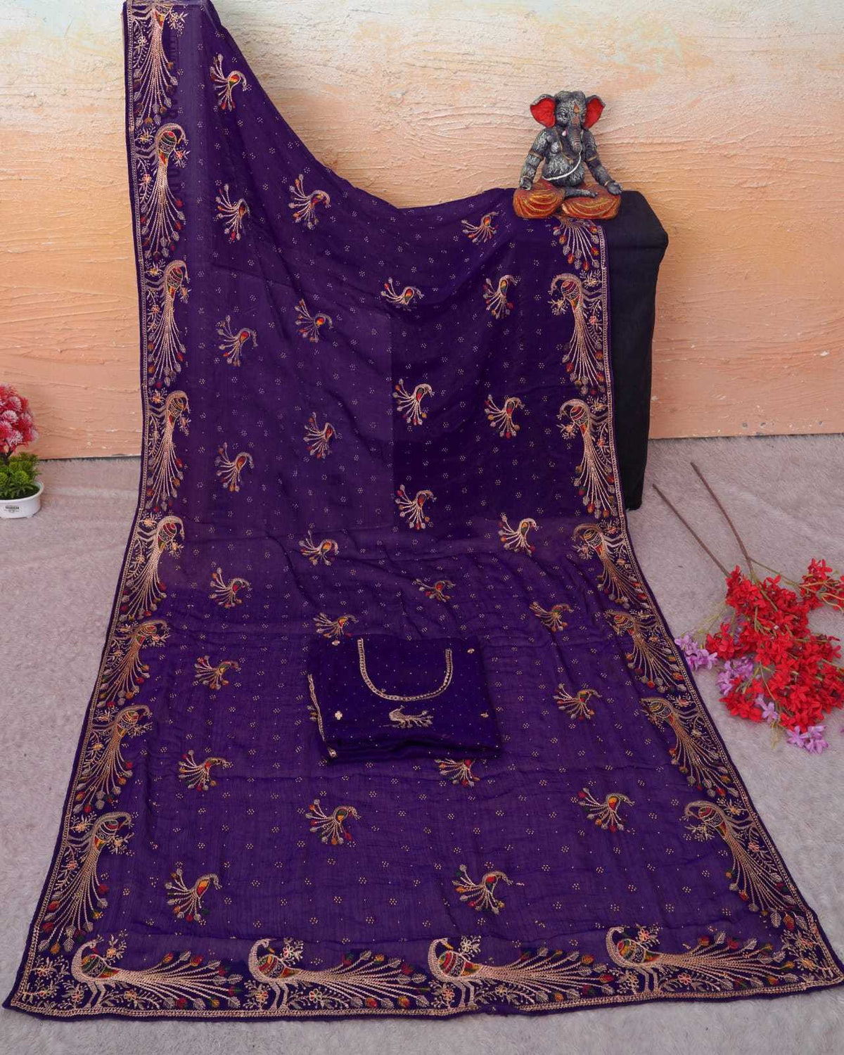 Chiffon Saree in Maroon