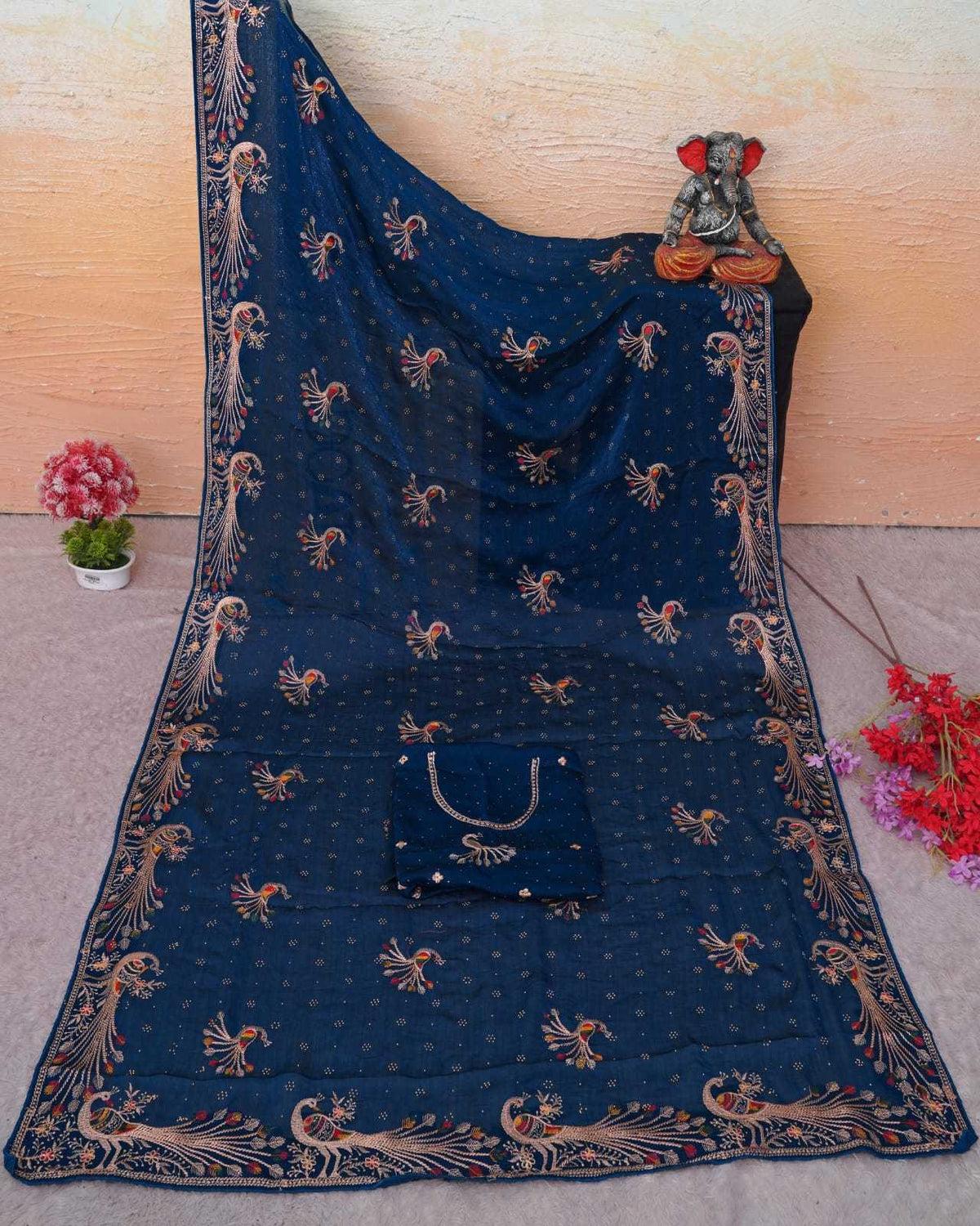 Chiffon Designer Saree in Brown