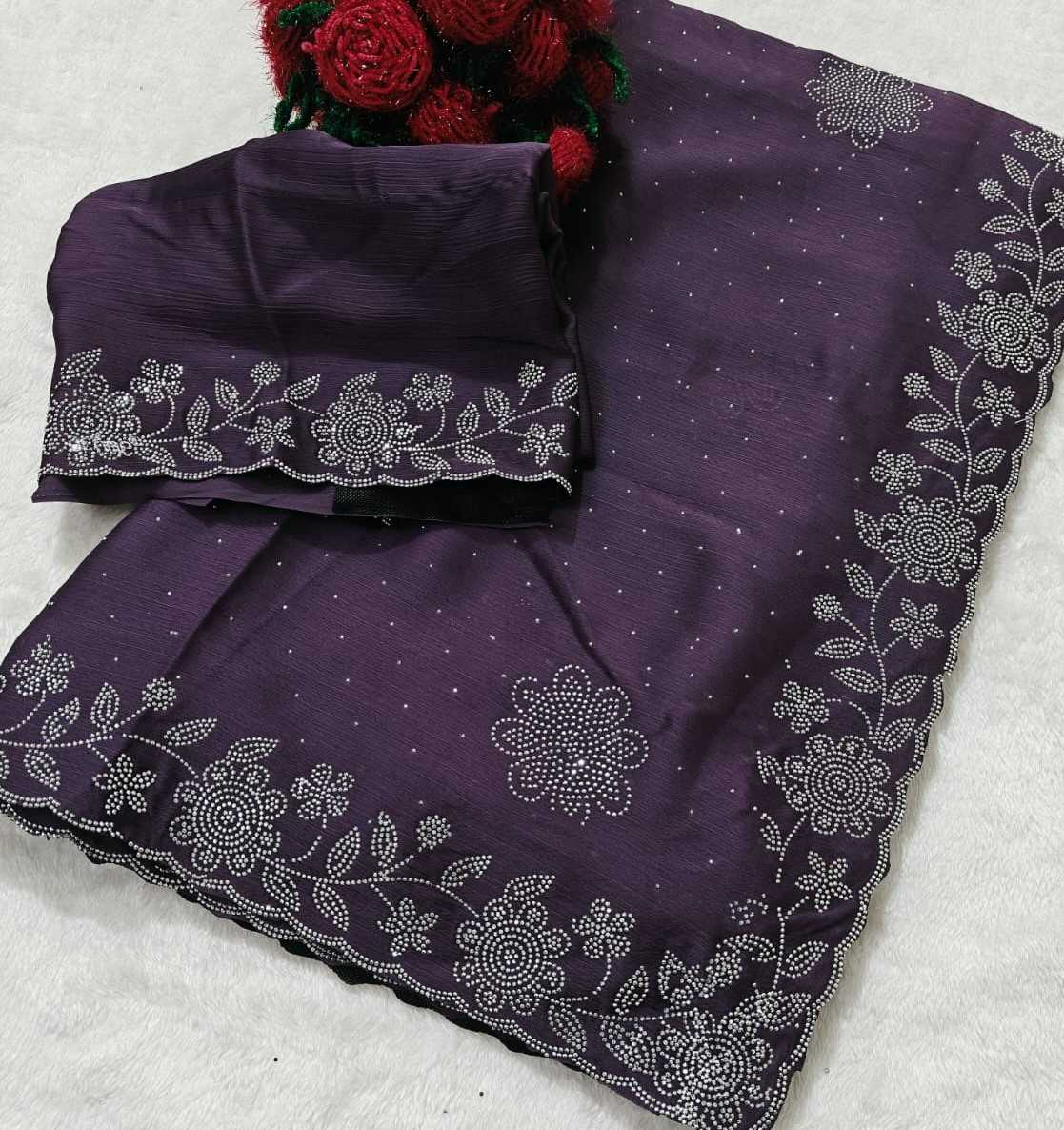 Chinon Designer Saree in Violet