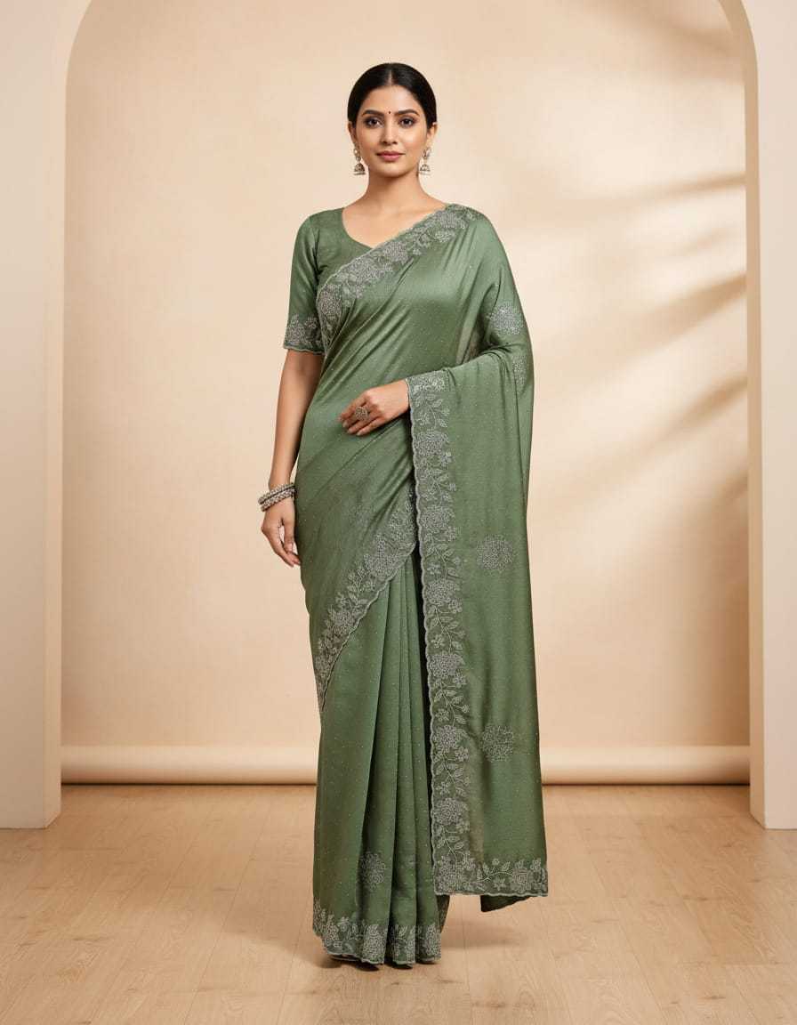Chinon Designer Saree in Violet