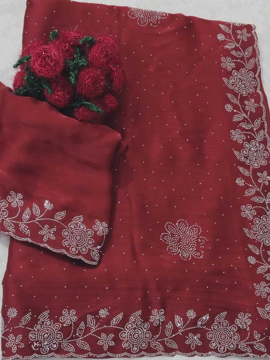 Chinon Designer Saree in Violet