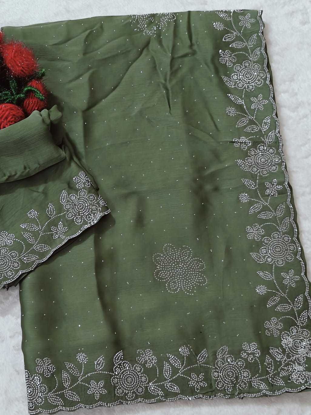 Chinon Designer Saree in Violet