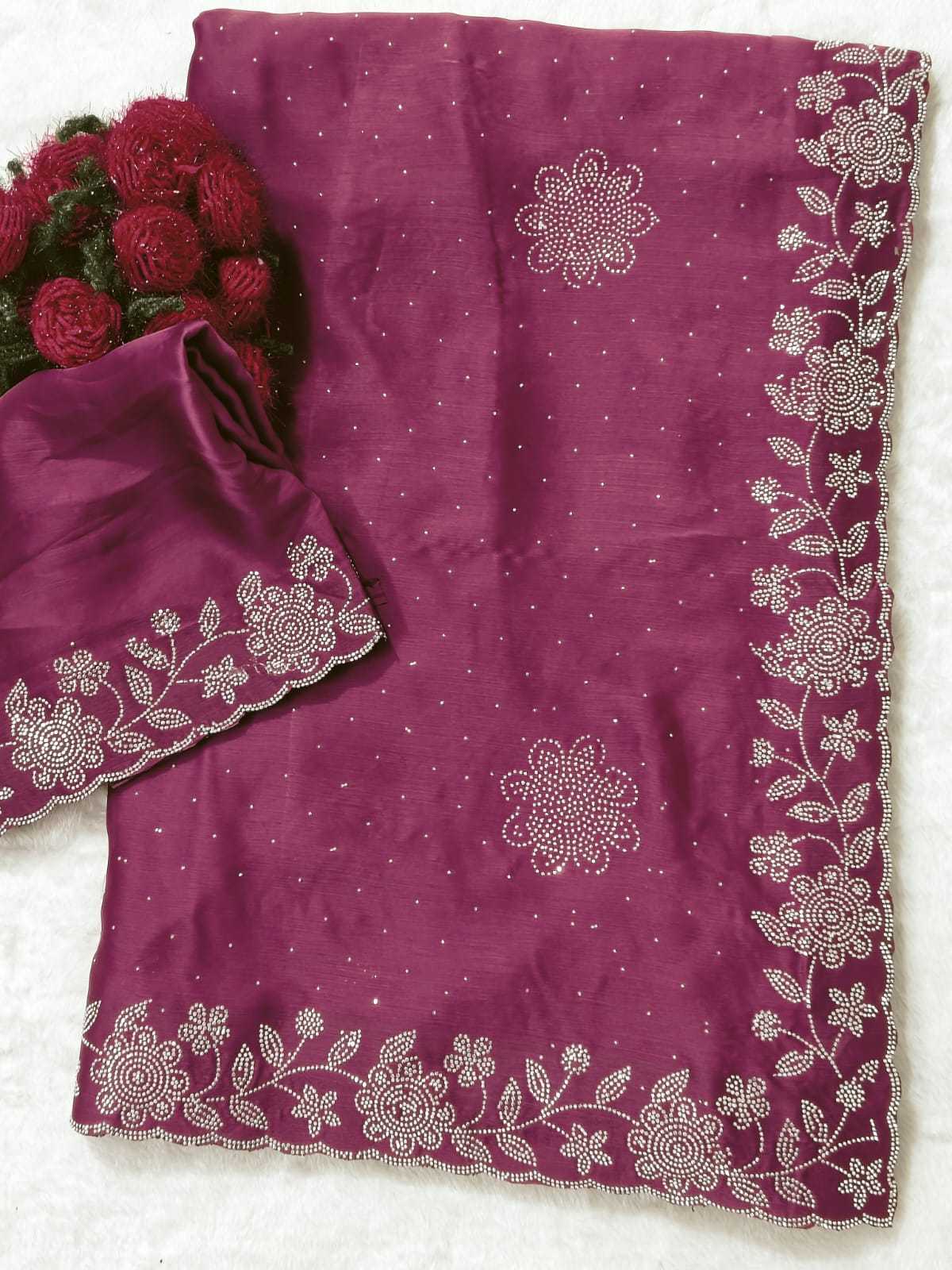 Chinon Designer Saree in Violet
