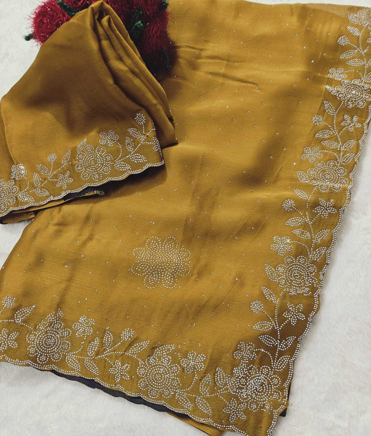 Chinon Designer Saree in Violet