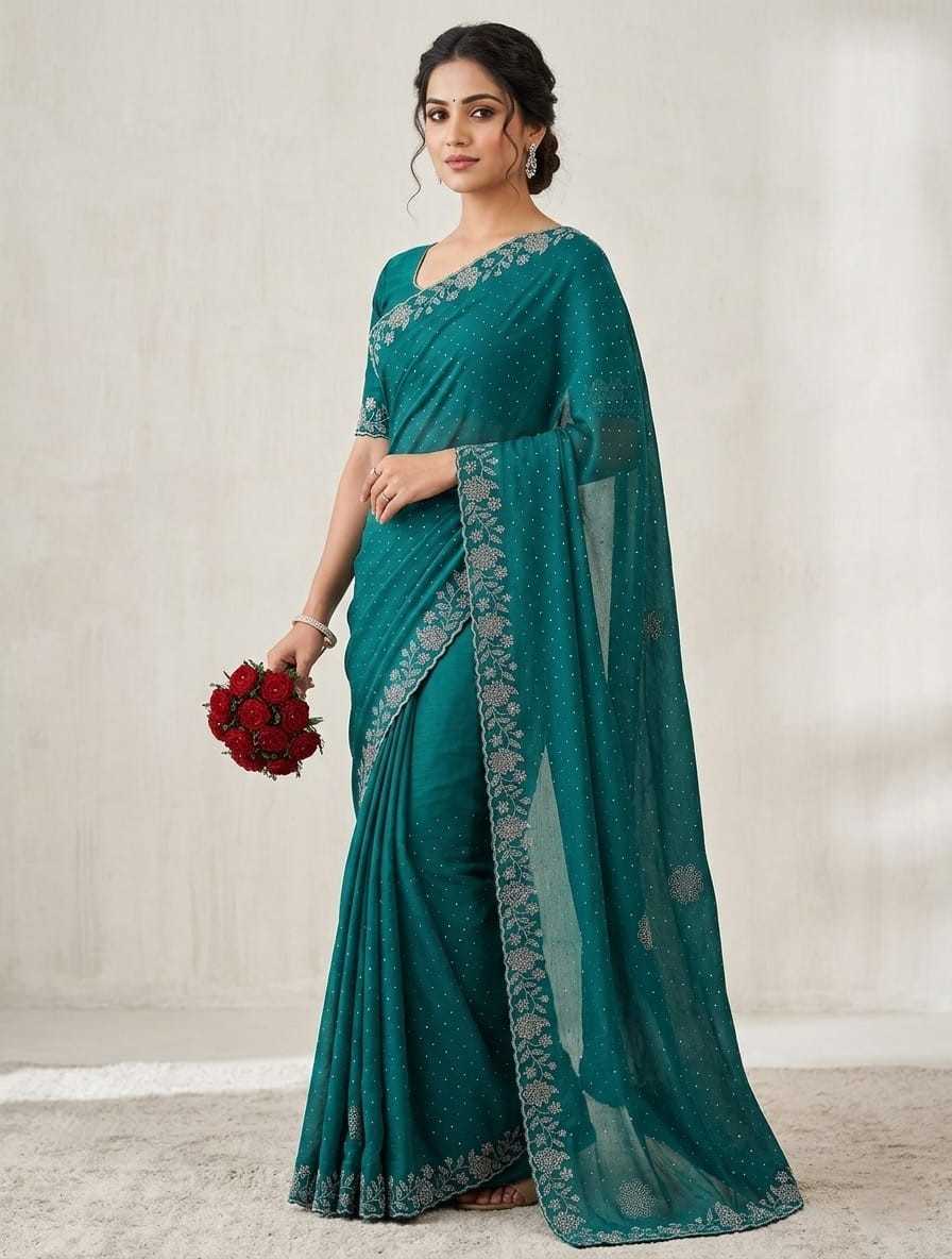 Chinon Designer Saree in Violet