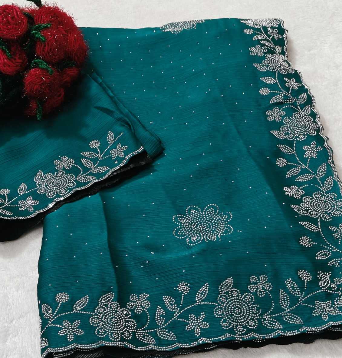 Chinon Designer Saree in Violet