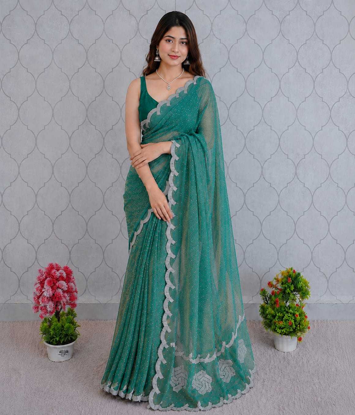 Satin Designer Saree in Violet