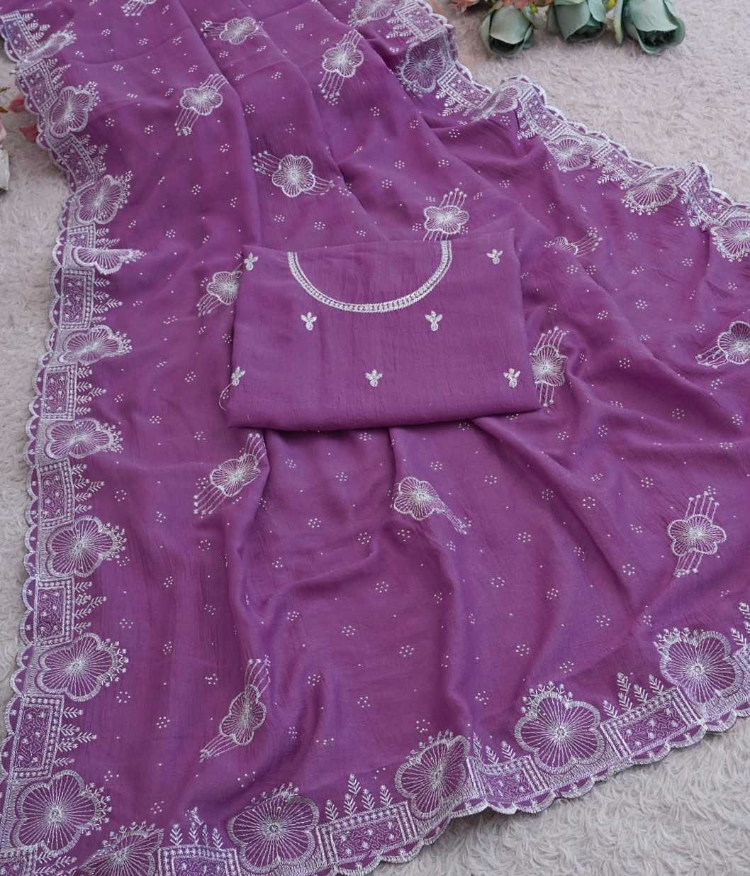 Soft Vichitra Designer Saree in Light Green