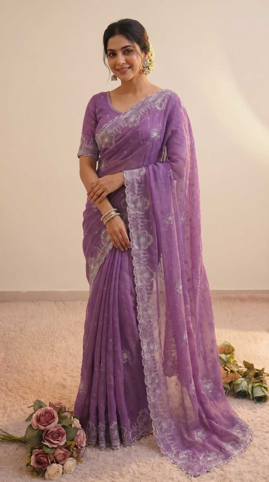 Soft Vichitra Designer Saree in Light Green