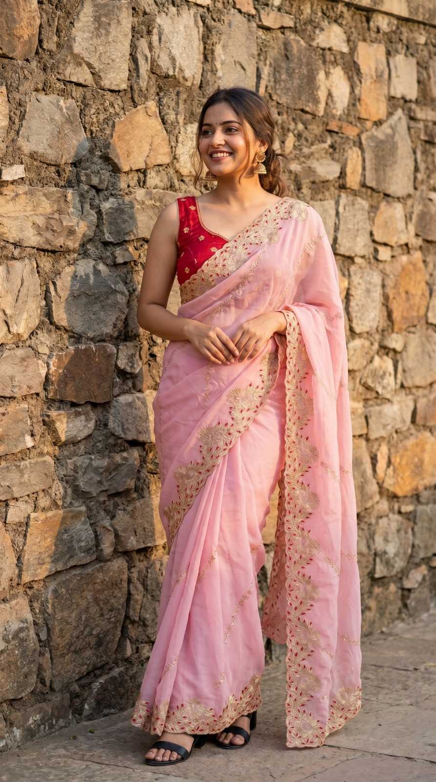 Rangoli Silk Fancy Saree in Baby Pink