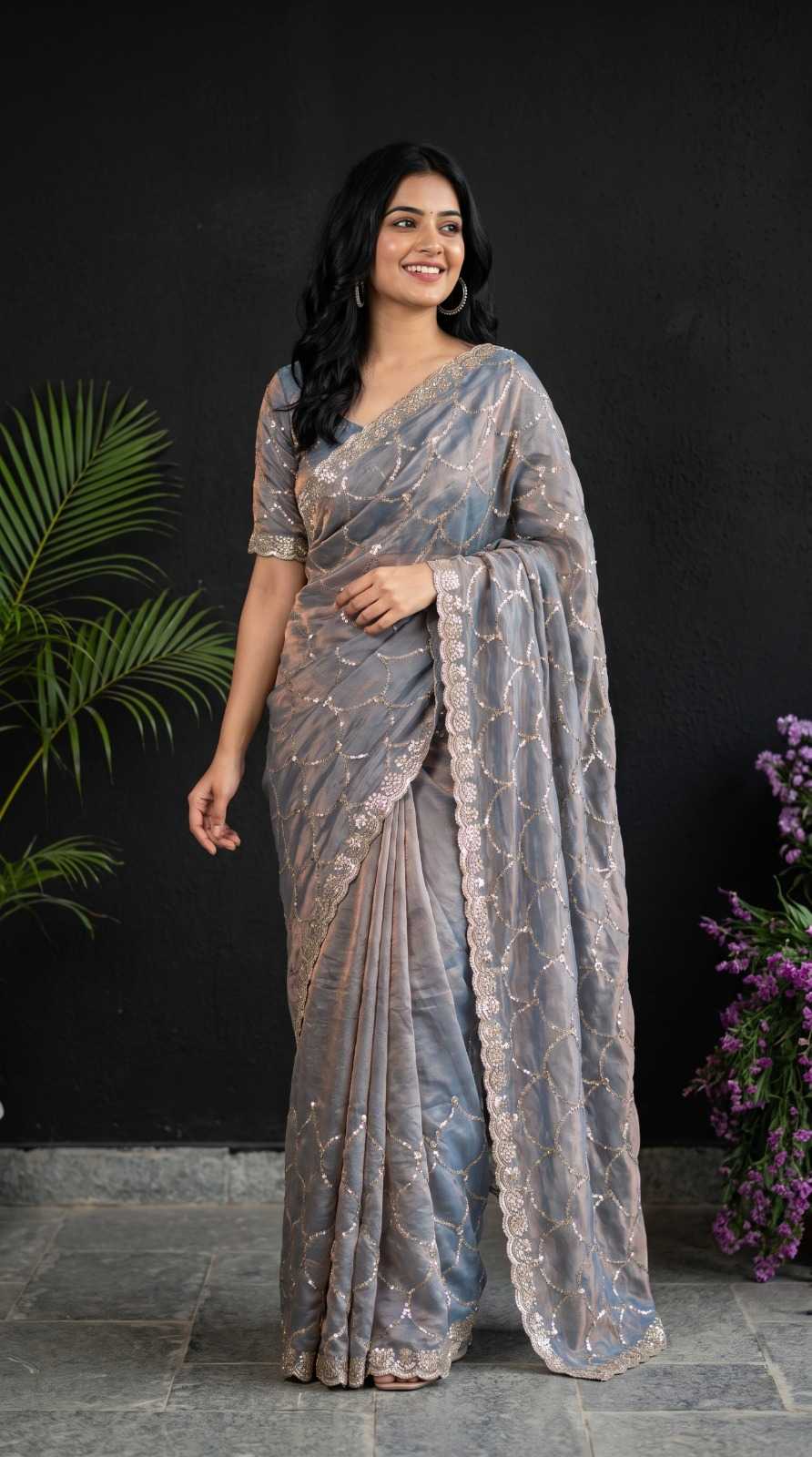 Satin Sequence Saree