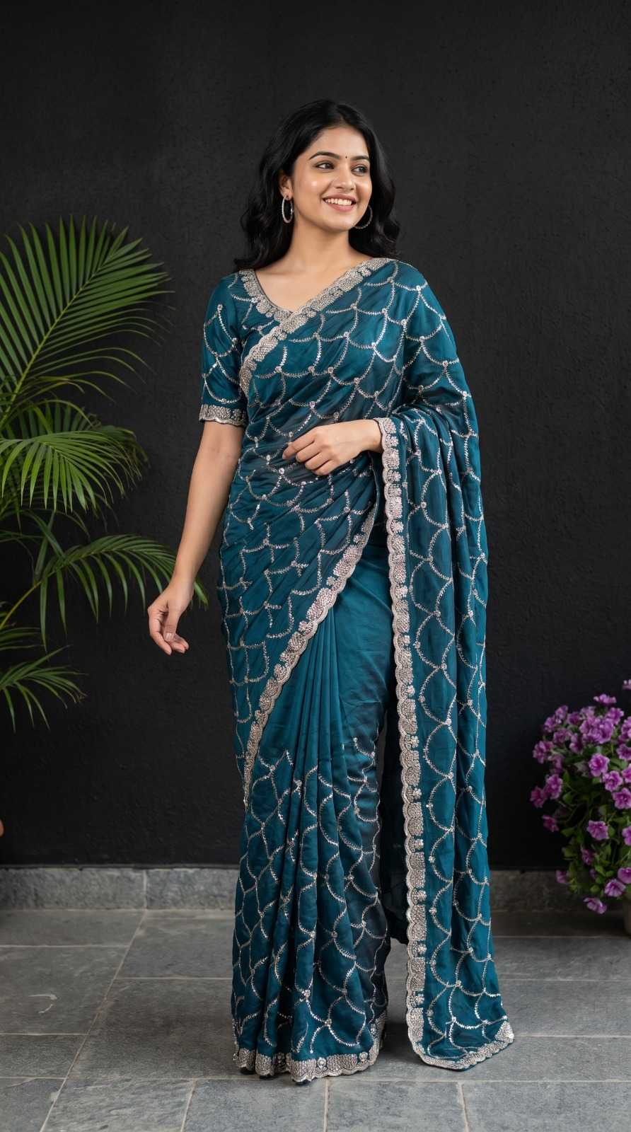 Satin Sequence Saree