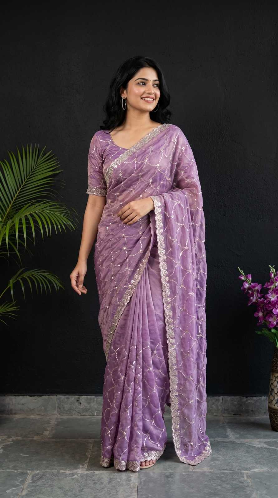 Satin Sequence Saree