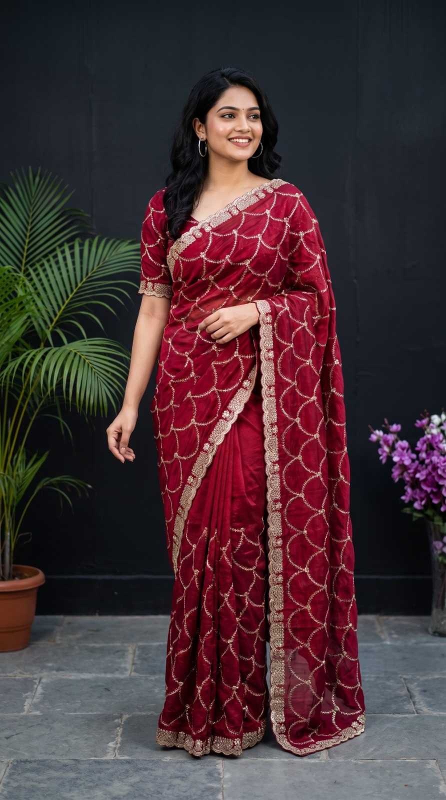 Satin Sequence Saree