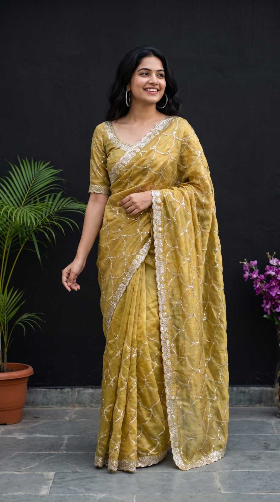 Satin Sequence Saree